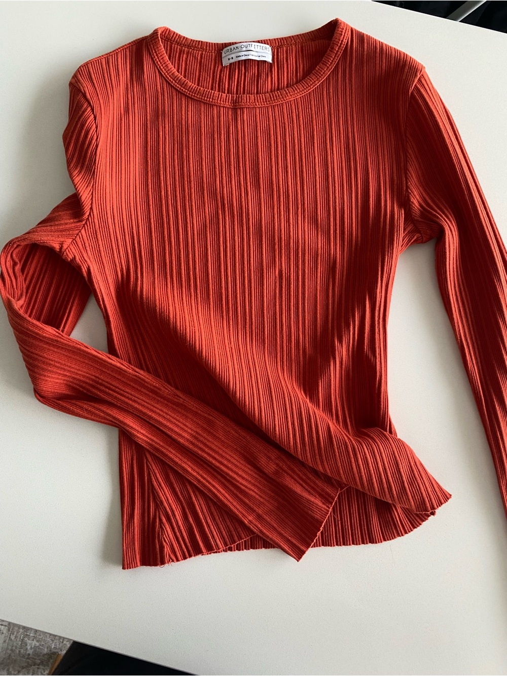 Urban Outfitters Ribbed Long-Sleeve Top - Rust Orange